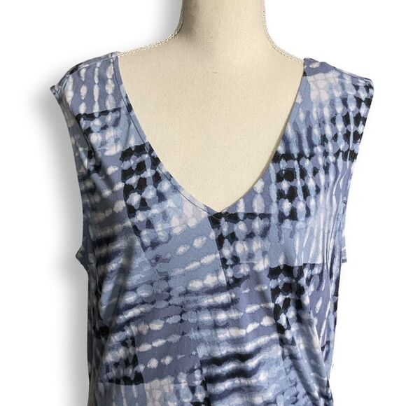 NIC+ZOE Cross Over Twist Dress, Blue & White Tie-dye Effect Print, Size XL - Picture 3 of 9